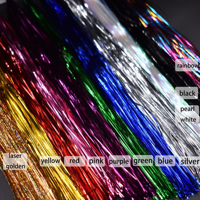 10 PCS Random Colors 1mm Width Flashabou Tinsel Flat Mylar