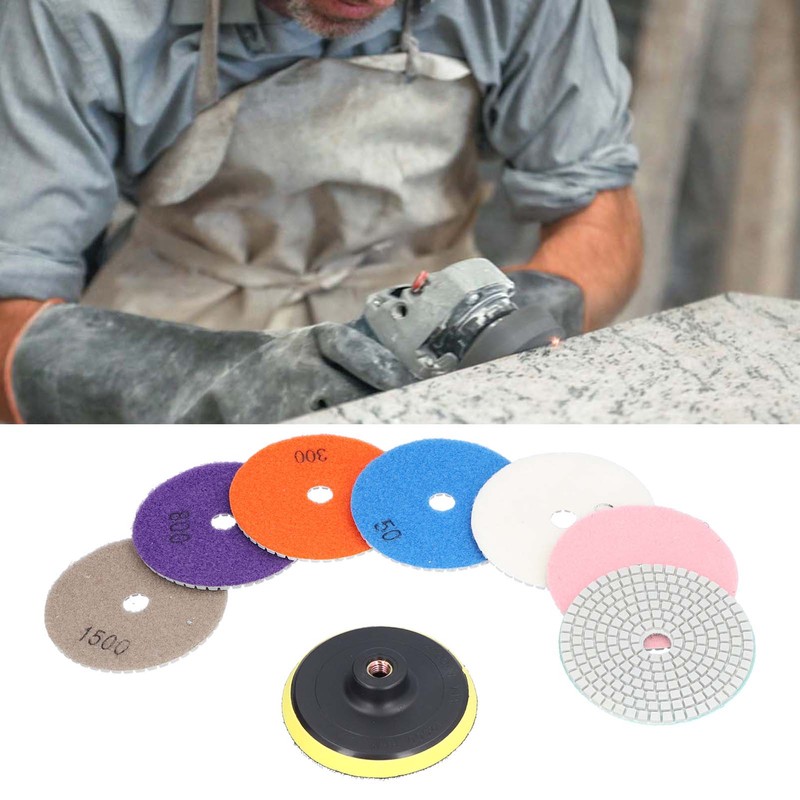 7Pcs Diamond Polishing Pads Wet Dry Polish Kit Grit 1Pc