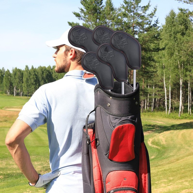 Golf Club Head Covers - Skull Pattern PU Protective Covers