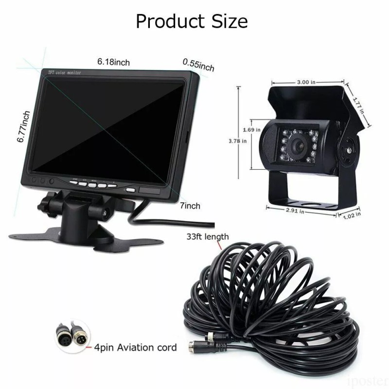 iPoster 7" Quad Split Monitor Screen 2 Reversing Camera 2