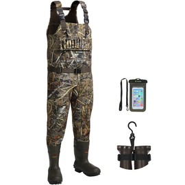 TIDEWE Hunting Wader, 5mm Neoprene Fleece-Lined Chest Waders with 1600 Gram Insulation Rubber Boots, Waterproof Liquild Sealed Bootfoot Chest Wader for Fishing and Hunting Next Camo 11