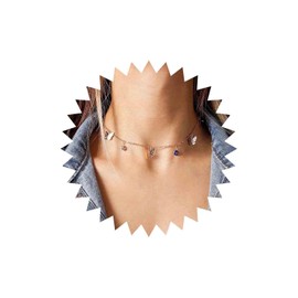 Yheakne Vintage Butterfly Evil Eye Choker Necklace Blue Evil Eye Dangle Necklace Tiny Evil Eye Collar Necklace Gold Butterfly Pendant Necklace Chain Jewellery for Women and Girls