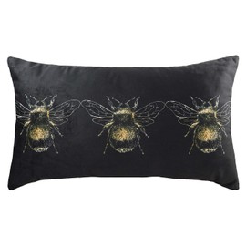 Evans Lichfield Gold Bee Cushion Cover, Black, 43 x 43cm