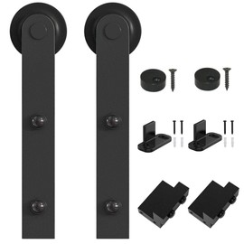 WINSOON Sliding Barn Door Hardware Kit 4/5/6/8/10/12/13/15/16FT Track Roller Set for Single Wood Door Closet Straight Design Track Black(Without Door) (I Shape Design, Antique Roller Kit)