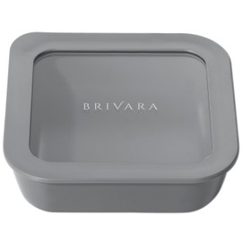 BRIVARA HOME Ceramic Coated Glass Food Storage Container | No PTFE, PFOA, PFAS, and BPA | Reusable Non Toxic Meal Prep Container with Glass Lid | Easy To Store | 2.5 Cup Square [Smoke]