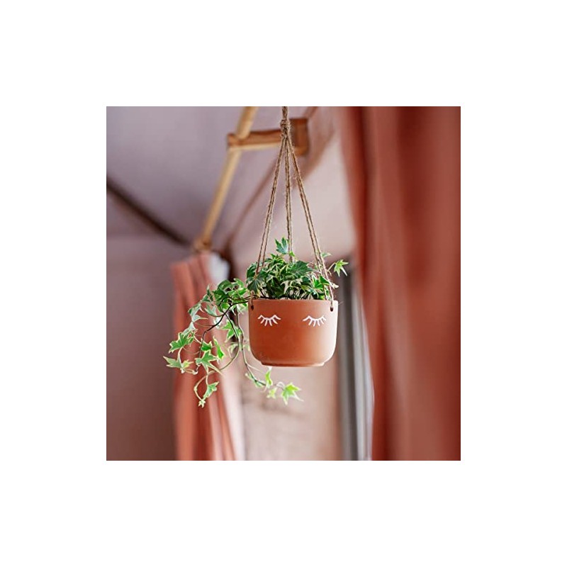 Sass & Belle Eyes Shut Terracotta Hanging Planter