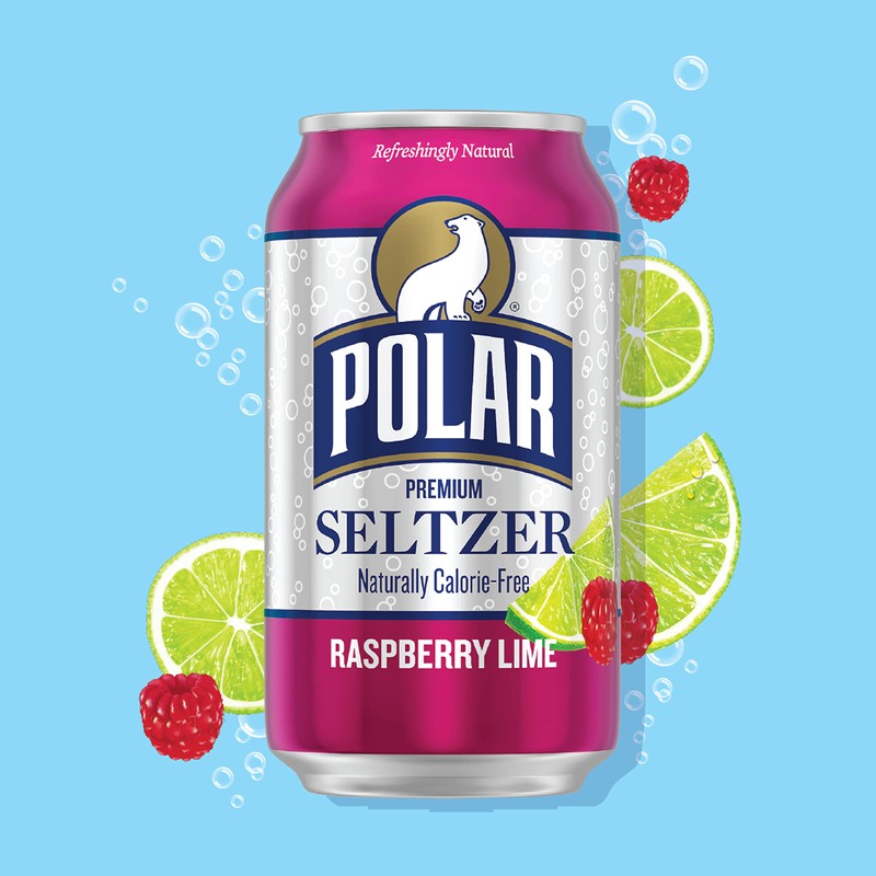 Polar Seltzer Water Raspberry Lime, 12 fl oz cans, 18