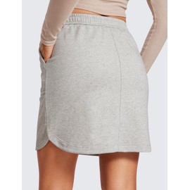 CRZ YOGA Comfy Cotton Sweat Skirts for Women 17'' Linerless Casual Work Lounge Athletic Jersey Skirt with Pockets Dove Grey Heather Small