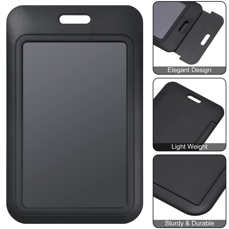 KLEBREIS 6 Pack ID Card Holder Plastic Black Vertical Plastic