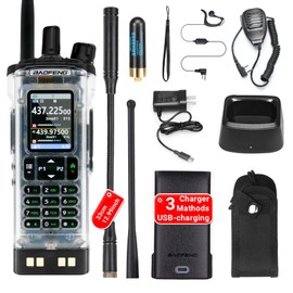 BAOFENG DM-32 DM32 10W Ham 2 Way Radio GPS One-Key Frequency Matching Bluetooth Writing Frequency APP Satellite Positioning Type-C DM32(1PC) (Transparent)