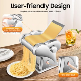 135W Electric Pasta Maker Machine, Family Noodle Maker, Pasta Dough Spaghetti Roller Pressing Machine with 6 Thickness Adjustable(0.02-0.14 in), Stainless Steel Automatic Sheeter for Home Use
