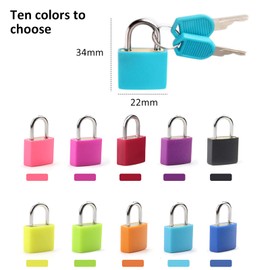 10 Pack Small Colored Padlocks,Mini Suitcase Locks Key Padlock Multicolor Coated Metal Padlocks with Keys for School Gym Locker Baggage Locks Filing Cabinets Toolbox