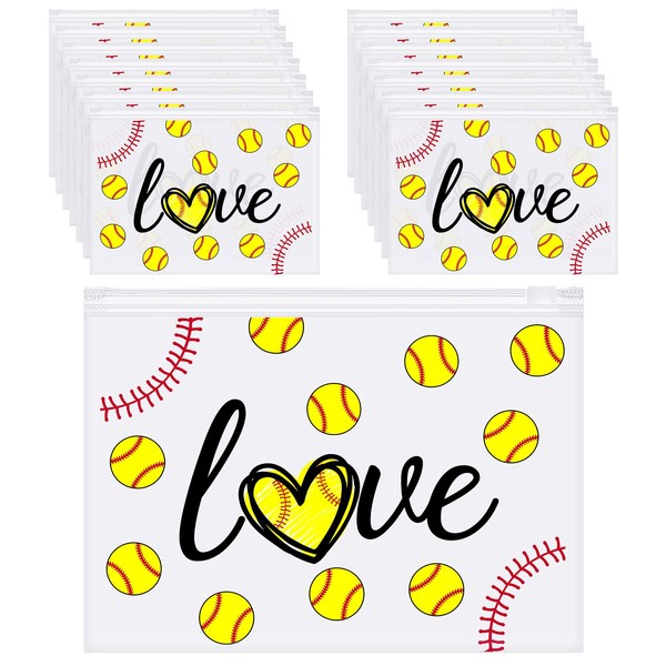 60 pcs Softball Makeup Bags Bulk Gifts Softball EVA Makeup Bags Cosmetic Toiletry Bags with Zipper Softball Game Party Gifts for Women Girls Players Teams