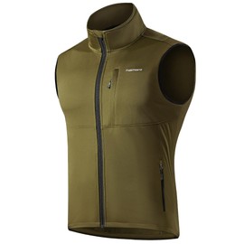 Haimont Men Running Vest Outerwear Lightweight Windproof Sleeveless Jacket for Hiking Travel Golf Fishing Army Green M