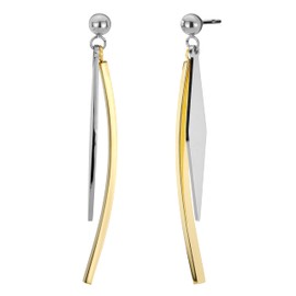 Traveller 181287 Women's Stud Earrings – Bicolour Gold & Silver – 50 x 4 mm – Stainless Steel – Gold-Plated, Stainless Steel Yellow Gold