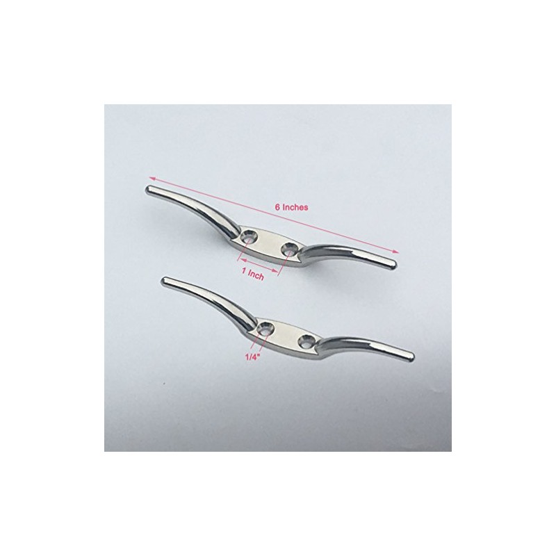 Huouo 2 PCS Flagpole Cleat Hook 6 Inch Silver Cast