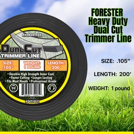 FORESTER Heavy Duty Trimmer Line – Dual Cut Weed Eater String Universal Trimmer String Fits Most Trimmers and Edgers Weedeater String Weed Eater Spool Weed Wacker Attachments