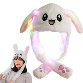 Ear Rabbit Hat, Hat with Ears, Plush Hat with Rabbit Ears, Funny Hats, Hat with Light, Children, Hat with Movable Ears, Wiggle Ear Net with LED, Rabbit Ears, Headband Hats for Fancy Dress