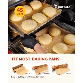2 Value Pack 15in x 242ft, 300 Sq.Ft Unbleached Parchment Paper Roll for Baking, Katbite Parchment Baking Paper with Serrated Cutter, Non-stick Roll for Cooking, Air Fryer, Steaming, Bread