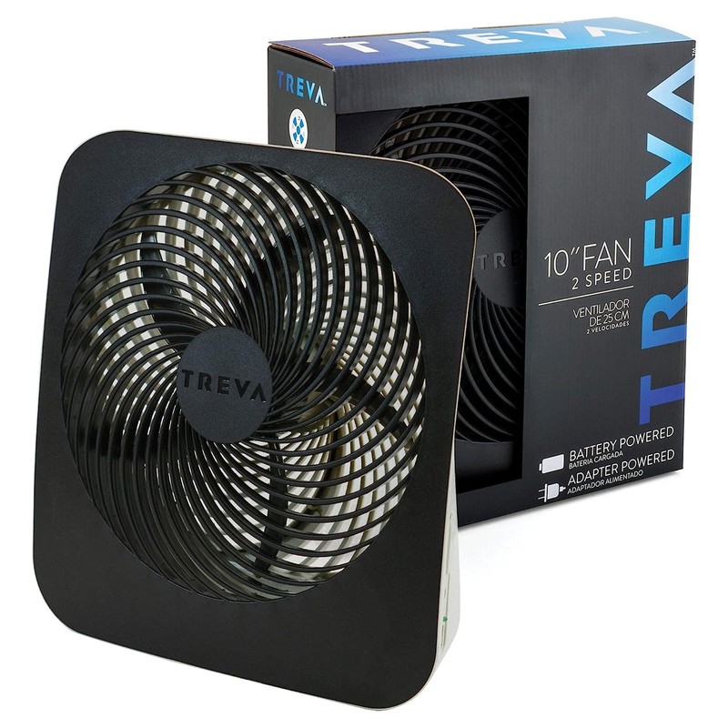Treva 10-Inch Portable Fan, Powered by Battery and/or AC Adapter