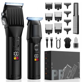 Cordless Hair Clippers for Men Beard Trimmers Kit with LED Display Electric Beard Haircut Rechargeable Grooming Shaver Kit Gift for Men Women Barber Kids (Black)