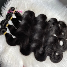 Raw Vietnamese Human Hair Extension Straight Body Wave Bundle Hair Sale Natural Wave Burmese Curly Cambodian Hair Vendorstyle: natural wave 1 piece, color: natural black, Stretched Length: 22"