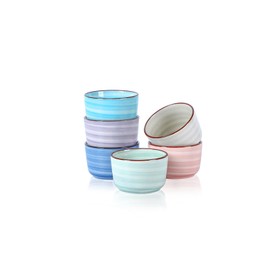 Selamica Ramekins 4 OZ Oven Safe for Creme Brulee, Porcelain Custard Cups Ramekins for Baking, Mini Souffle Dishes, Dipping Sauce Bowls, Set of 6, Gradient Color