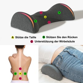 Lendenkissen zum Schlafen, Lendenwirbelkissen aus Memory Foam für Bett Sofa, Ergonomisches Rückenkissen, Lendenwirbelstütze zur Schmerzlinderung, Dehnungsmassage Kissen