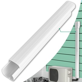TAKTOPEAK Mini-Split Line Set Cover Parts: 4" 3.28 Ft Straight Duct Line Hide for Mini Split AC HVAC Central AC Heating System 9000 12000 18000 24000 30000 36000 BTU PP Pipe Cover Indoor Outdoor