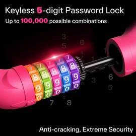 Sportneer Bicycle Lock Combination Lock with Numbers and High Security Level Chain Locks Bicycle 5-Digit Resettable Wheel Barrier with Chain Made of Hardened Steel 6 mm x 100/110/120 cm