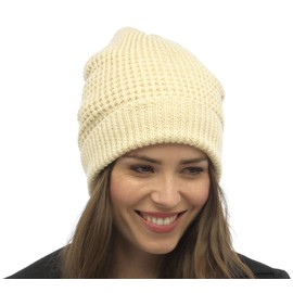 Tom Franks Ladies Fleece Lined Beanie Hat with Metallic Thread Cream
