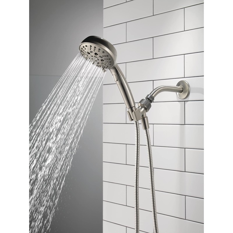 Delta Faucet 6-Spray H2Okinetic Handheld Shower Head with Hose, Brushed