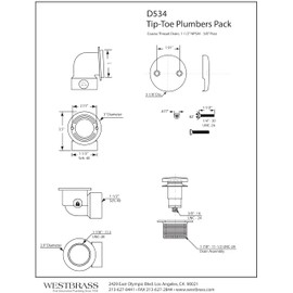 Westbrass Tip Toe Sch. 40 ABS Plumber's Pack with Two-Hole Elbow, Matte Black, D534-62
