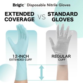 Brigic 12-Inch Extended Disposable Nitrile Gloves | Latex-Free & Powder-Free | Full Palm Textured Grip | Multipurpose for Home, Kitchen, Beauty & Garden Mint Green, Small (Pack of 50)