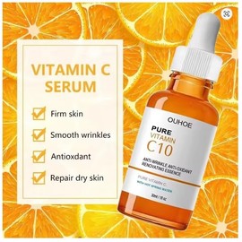 OUHOE Sérum de Vitamina C10, 30ml, Antioxidante Antiarrugas, con Glicerina y Agua de Manantial, para Piel Firme y Radiante