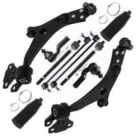 SCITOO 10-PC SET Suspension Kit Front Lower Control Arm and Ball Joint Outer Inner Tie Rod End Sway Bar End Link Steering Rack Boot For 2012-2018 For Ford Focus 2015-2018 For Ford Transit Connect
