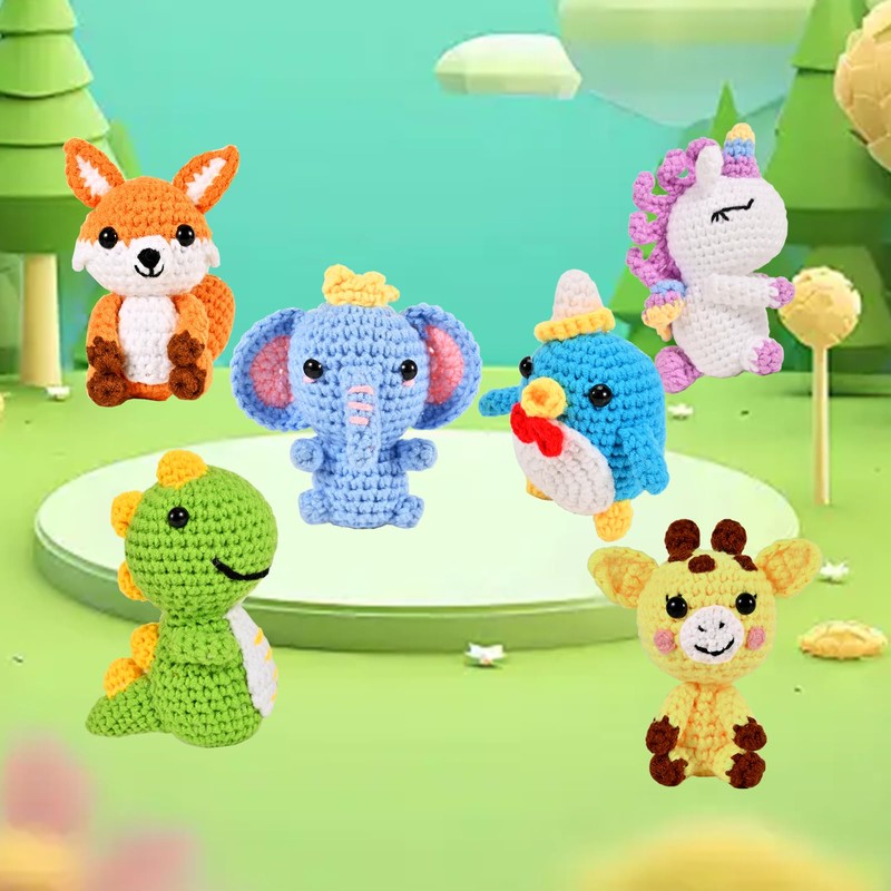 Wunila 6Pcs Crochet Kit for Beginners, DIY Craft for Adults