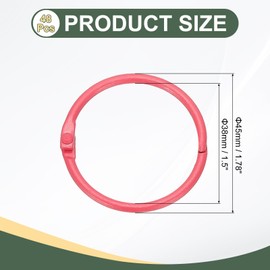 PATIKIL 48Pcs Loose Leaf Binder Rings, 1.78 Inch Metal Open Card Rings Heavy Duty Book Rings for Key Index Card Rings Paper Rings Office, Light Rose Red