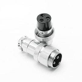 Eilumduo 2 Sets Aviation Connector 3P 10A GX20-3 Waterproof Metal Male Female Wire Panel Power Chassis Fittings Connector Aviation Plug Silve
