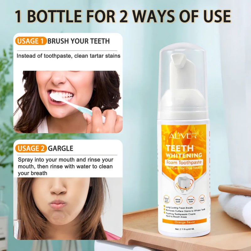 Espuma Dental Elimina Manchas Mal Aliento Orgánica Sin Fluor