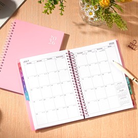 2026 Planner - 2026 Planner Weekly and Monthly from Jan. 2026 - Dec. 2026, Weekly Planners 2026 with Inner Pocket, Colorful Tabs, Planners for Women, 8.5" x 6.4" - Pink