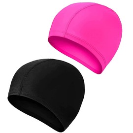 2 Pcs Swimming Caps for Kids Girls Boys and Adult Teenager,Comfortable Light Swimming Caps,Super Stretch No Pull Hair Swimming Hats for Long and Short Hair