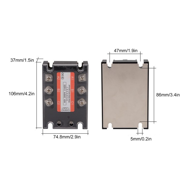 3 Phase Solid State Relay 40A LED Indicator Transparent Cover