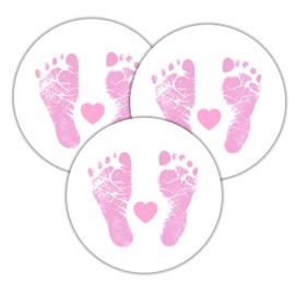 Baby shower stickers, labels, tags, envelope seals, girl, pink, baby feet (2 inch (40 stickers))