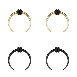 BodyAce 2Pairs Buffalo Ear Taper Kit, 2-12G Septum Pincher Tapers C Shape Nose Jewellery, Black Stretching Ear Piercing Expanded Septum Ring with O-Rings [12G(2mm)]
