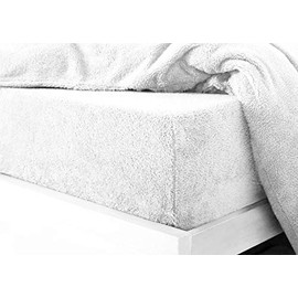 Glamptex Deep 30CM Teddy Bear Fur Sherpa Fleece Fitted Sheet, Single Double King Super (White, Single)