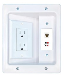 RiteAV CAT6 Speaker Recessed Wall Plate Cable Concealer Management Kit with Power Outlet Hides Cords and Cables