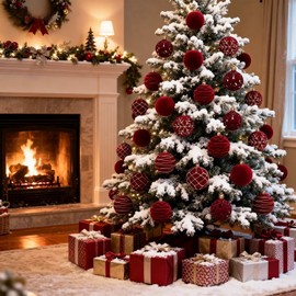 Artmag - Juego de 16 bolas de adornos de Navidad de terciopelo para Navidad, árbol de Navidad inastillable, bolas de adornos de 6 cm para decoración de día festivo de invierno (borgoña)