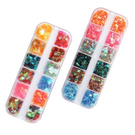 Mikinona Autumn Nail of Maple Leaf and Star Sequins for Manicure Party and Festival Decorations Safe for Home and Salon Use