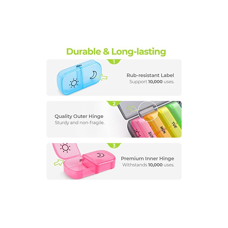 AUVON AUVON Pill Box Organiser, XL Weekly Pill Box 7
